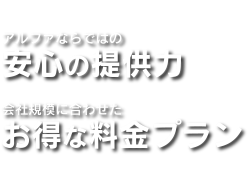 アルファならではの安心の提供力・会社規模に合わせたお得な料金プラン